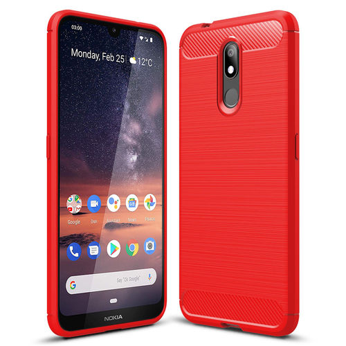 Flexi Slim Carbon Fibre Case for Nokia 3.2 - Brushed Red